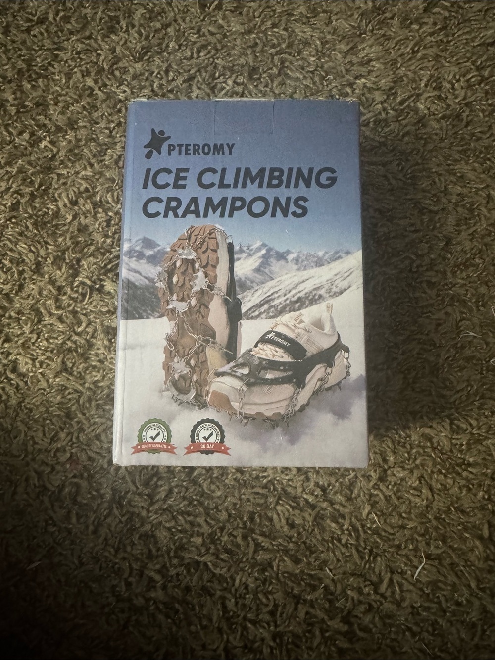 PTEROMY Ice Climbing Crampons - Blue and White Box